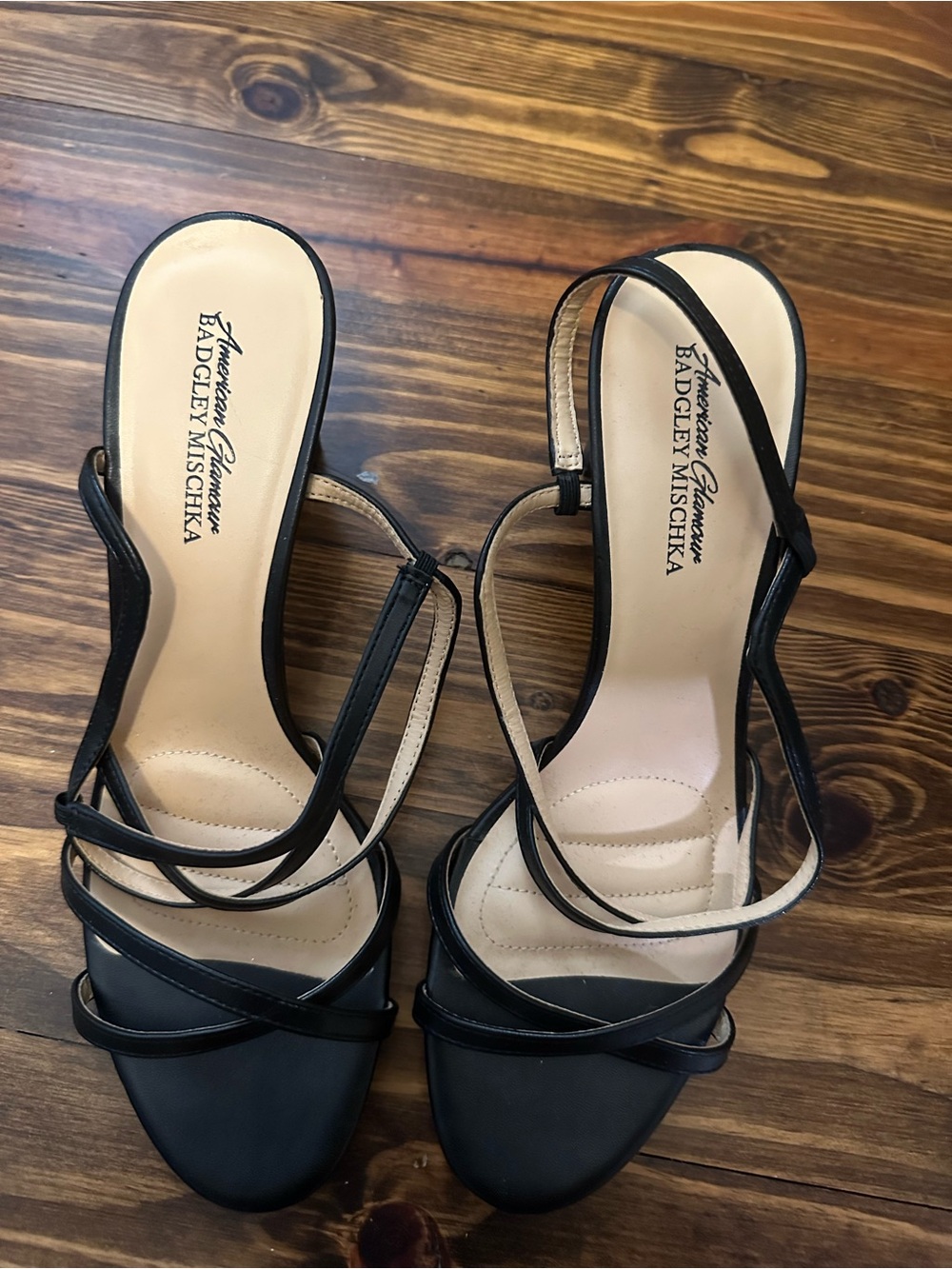 Badgley Mischka Black Strappy Slingback Heels